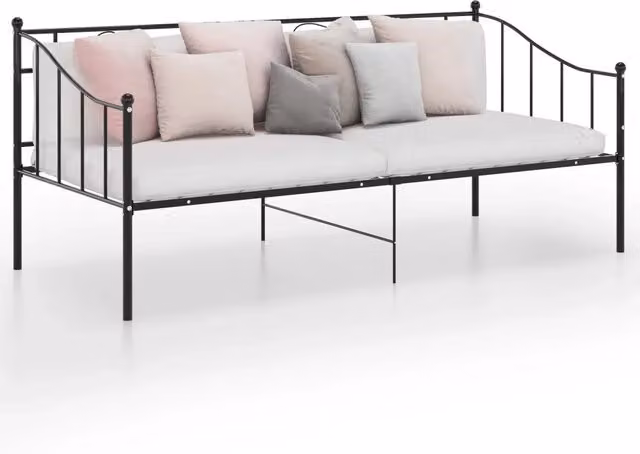 Divano Letto Telaio Nero in Metallo 90x200 cm 324773