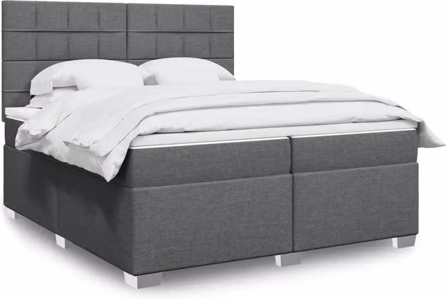 Letto Ibrido vidaXL con Giroletto a Molle e Materasso Grigio e Bianco L/P: 200 x 200 cm