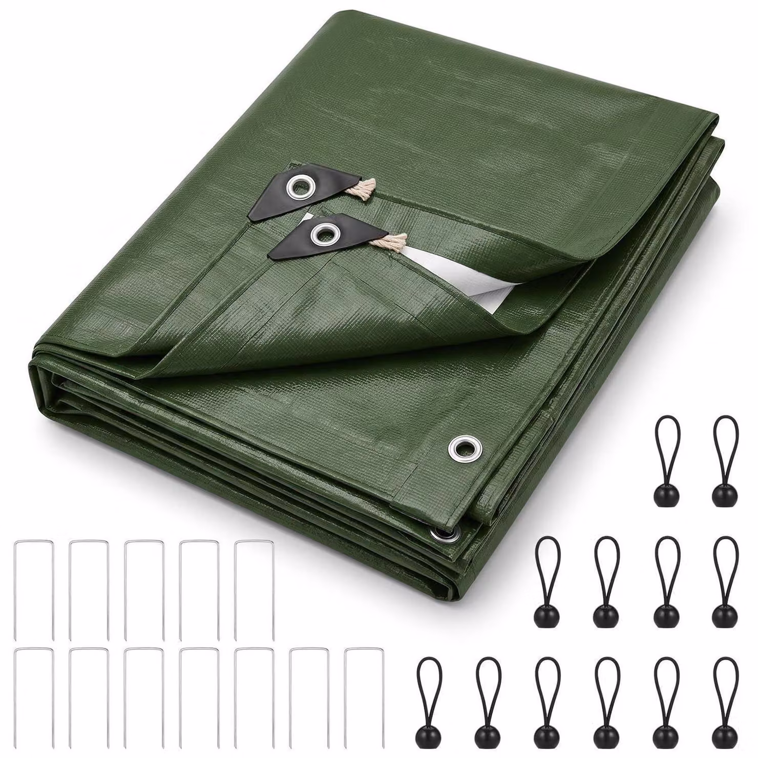 Telo protettivo da 130 g/m², impermeabile, resistente allo strappo, colore verde, dimensioni 3x4 metri