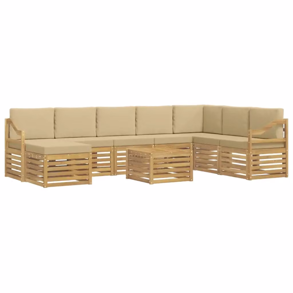Set di divani ad angolo vidaXL in legno di acacia massello con cuscini beige per giardino e terrazzo – 2