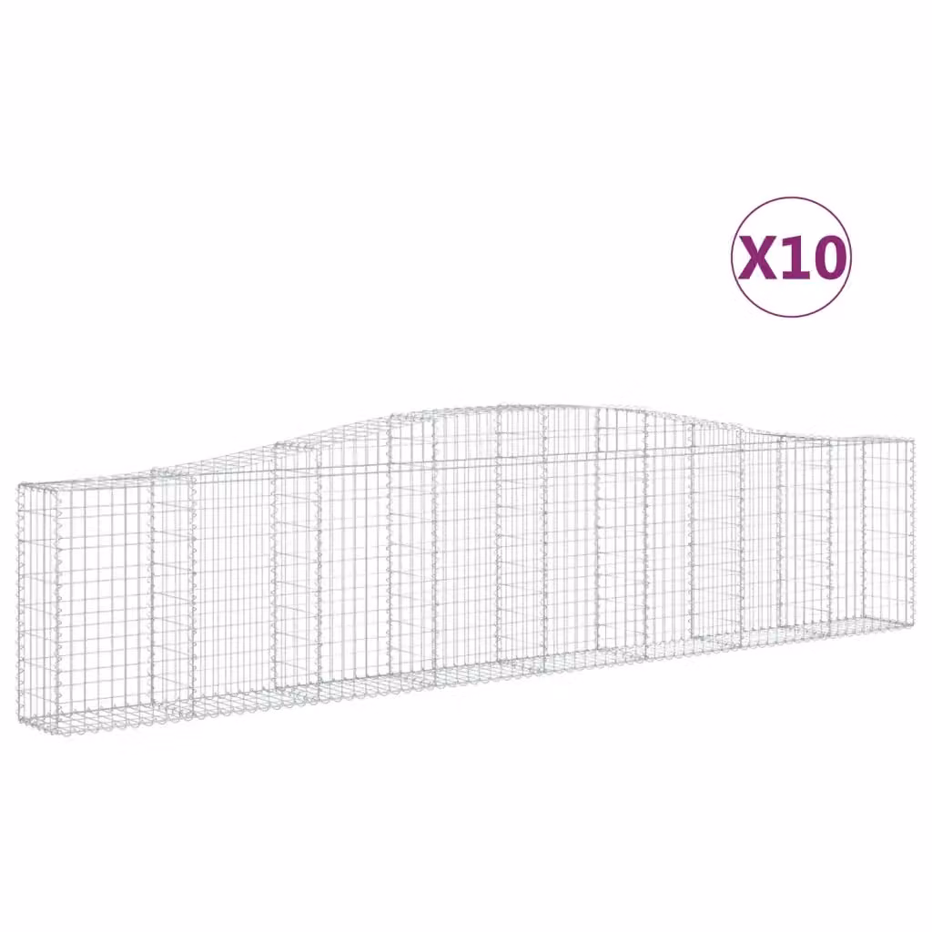 Set di 10 Cesti Gabbioni ad Arco Videx in Acciaio Zincato Colore Argento L: 400 cm, P: 30 cm, H: 80/100 cm – 2