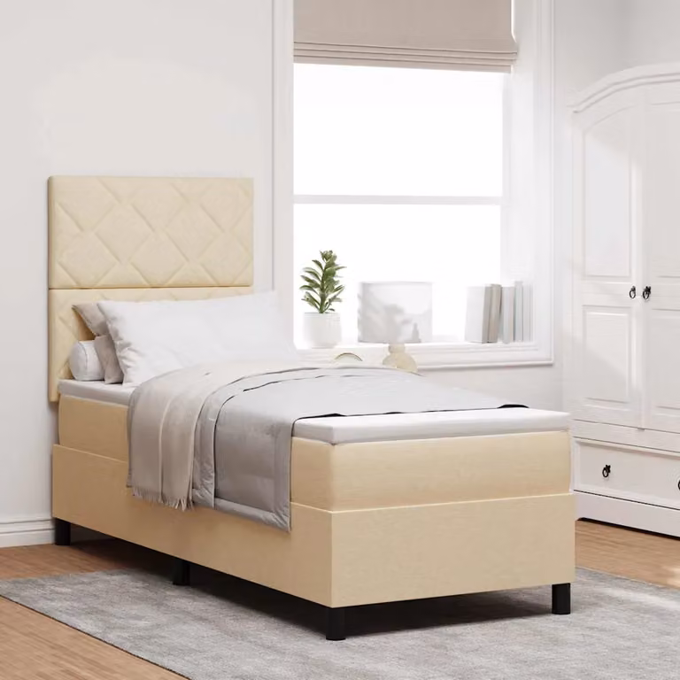 Letto a molle con testiera vidaXL in tessuto beige L 80 cm x P 200 cm