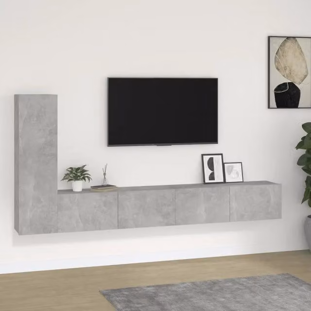 Set di mobili porta TV 3 pezzi vidaXL in legno multistrato grigio opaco