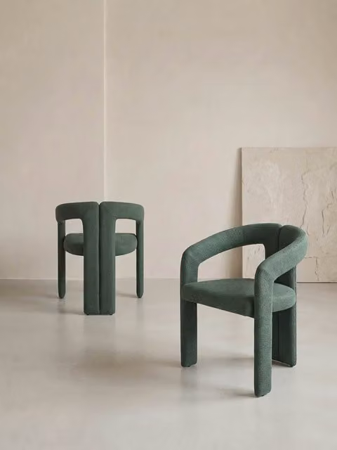 Noham set di 2 sedie imbottite verde - Kenay Home