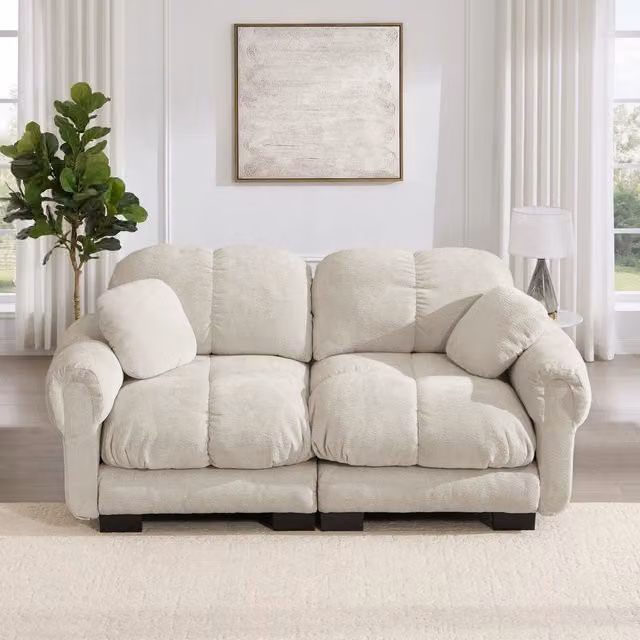 Divano modulare in chenille Light Khaki 190x86x90 cm