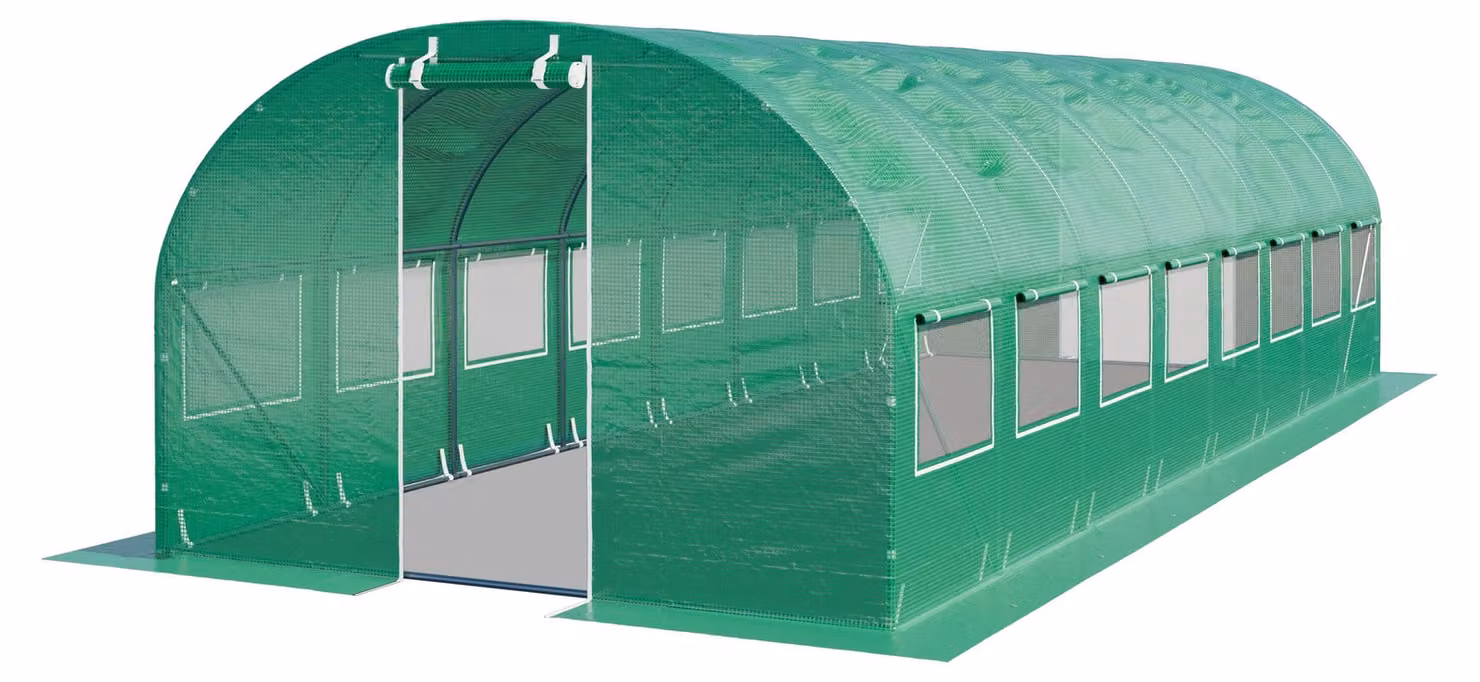 TOOLPORT Serra da Giardino tunnel Serra Orto stabile e robusto 4x8m - Telo PE 180g/m² verde transparente