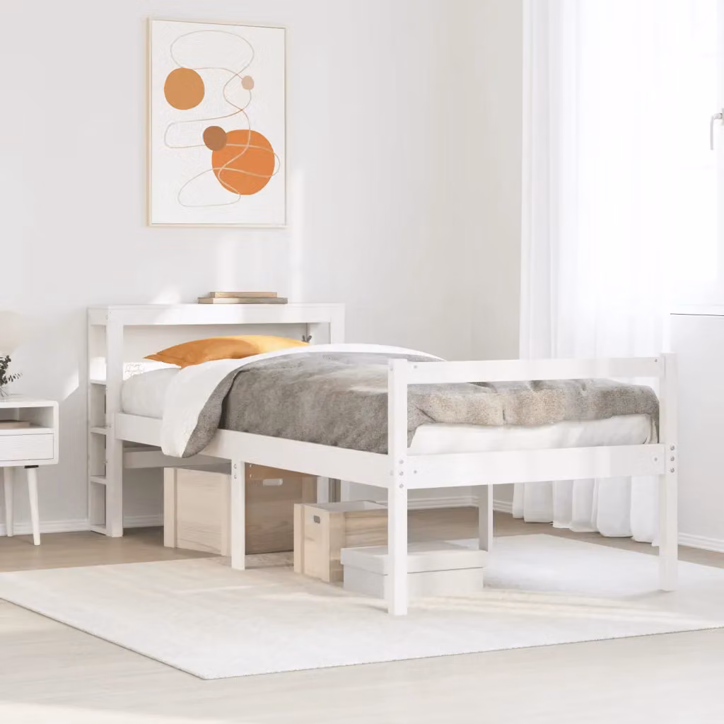 Letto per anziani vidaXL in legno massello di pino bianco con testiera L 75 cm x P 190 cm