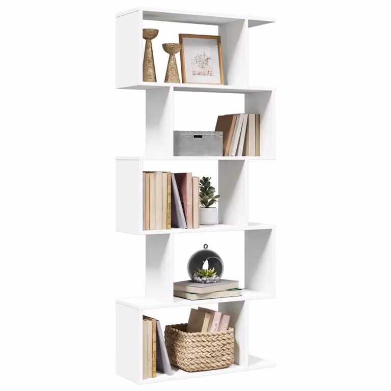 Libreria divisoria vidaXL a 5 ripiani bianca in legno ingegnerizzato L: 70 cm, P: 24 cm, H: 161 cm
