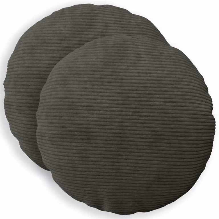 Set di 2 federe rotonde vidaXL HEERLEN in velluto a coste, colore antracite, Ø 40 cm