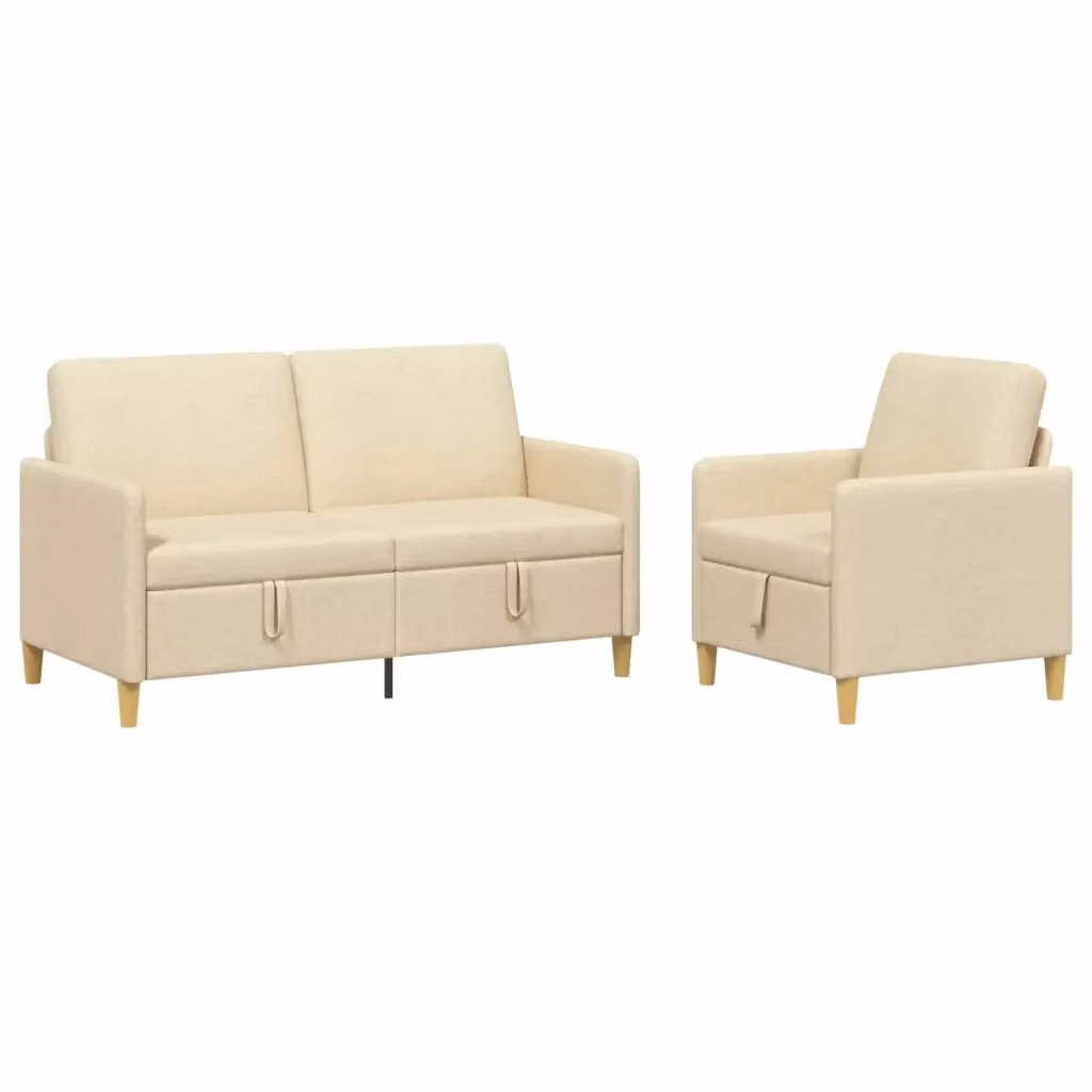 Set di 2 divani moderni vidaXL con contenitore e seduta sollevabile in tessuto beige per il tuo soggiorno – 2