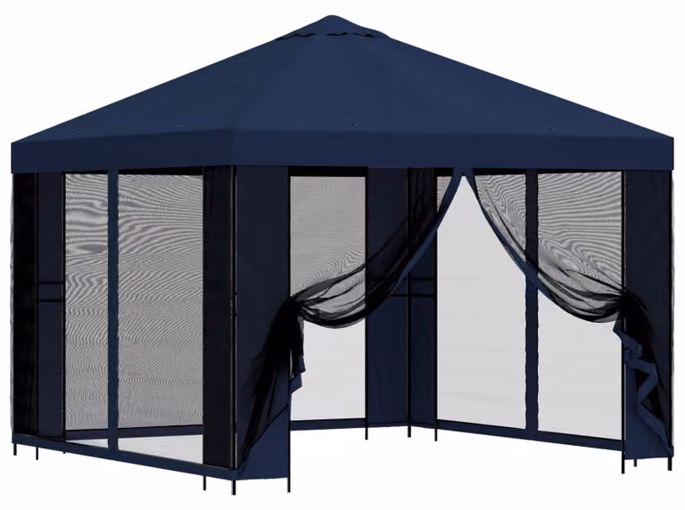 Gazebo da giardino con pareti laterali 3 x 3 m Blu