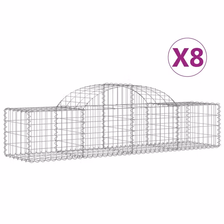 Cesti Gabbioni ad Arco 8 pz 200x50x40/60 cm Ferro Zincato