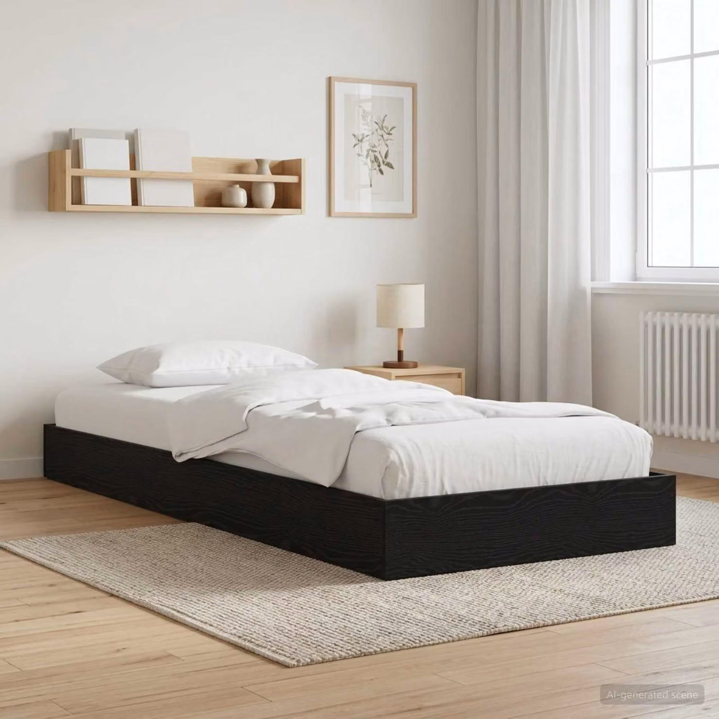 vidaXL Struttura letto a pavimento moderna in legno, colore nero, L 80 x P 200 cm