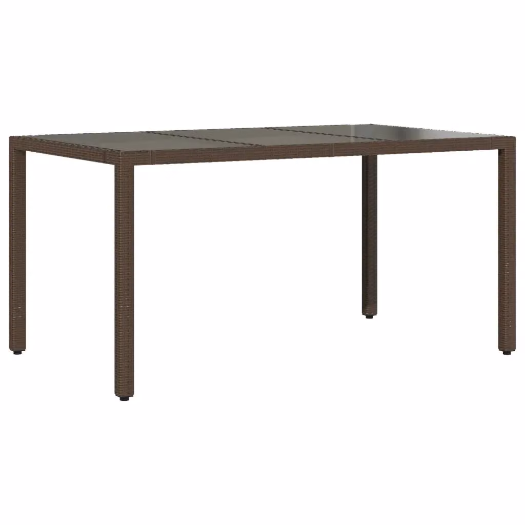 Tavolo da giardino rettangolare vidaXL in polyrattan marrone con piano in vetro L: 150 cm, P: 90 cm, H: 75 cm – 2