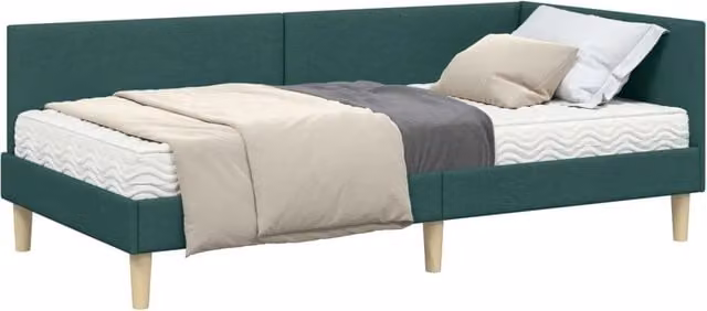 Letto singolo | Letto per adulti | Struttura Letto Angolare con Materasso 2 pcs Verde Tessuto