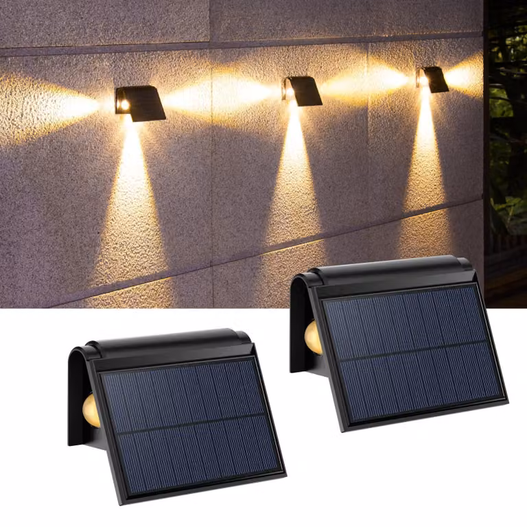 Lampade solari, set da 2, con illuminazione da tre lati, luce bianco caldo, grado di protezione IP54