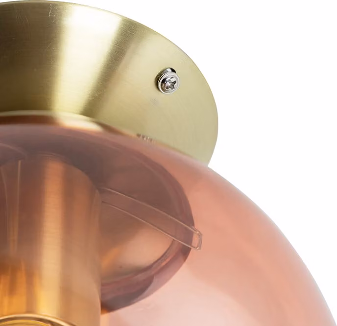 QAZQA - Lampada da soffitto Art Déco in ottone con vetro rosa - Pallon I soggiorno I camera da letto - sfera I sferica - LED adatto E27