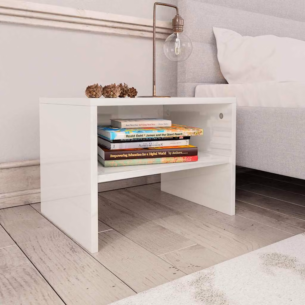 vidaXL Comodini 2 pz Bianco Lucido 40x30x30 cm in Legno Multistrato