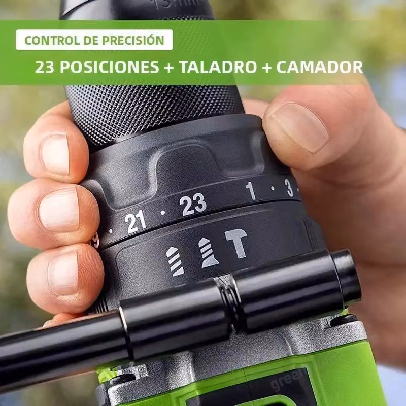 Trapano avvitatore a percussione senza fili Greenworks DDG407 verde con batteria da 4 Ah inclusa e coppia massima di 140 Nm – 2