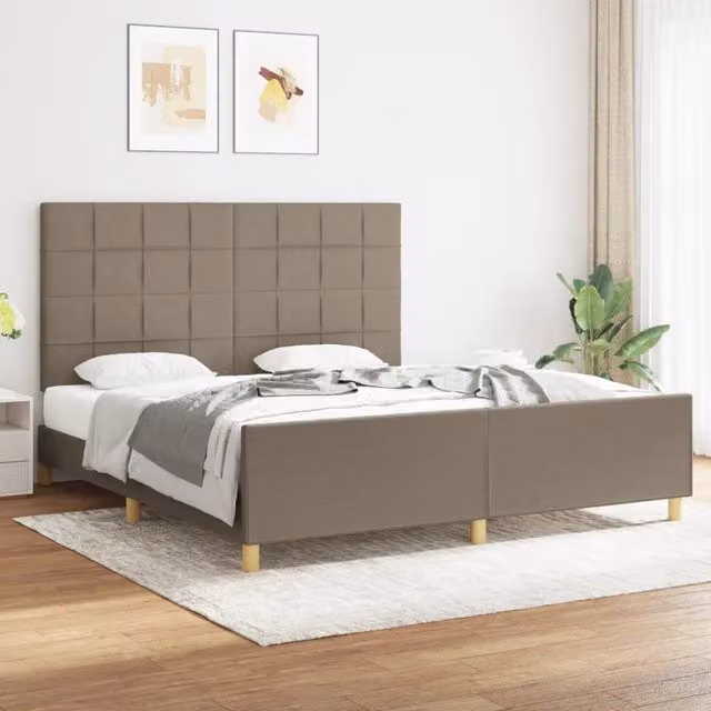 Giroletto vidaXL in tessuto beige con struttura in legno di larice e MDF, L/P/H: 180 x 200 x 128 cm