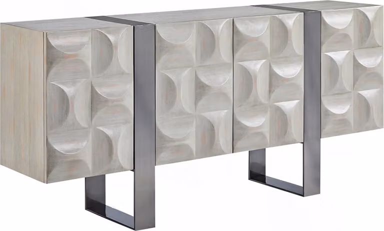 KAWOLA Madia MARGO 4 ante impiallacciate olmo grigio base acciaio inox spazzolato