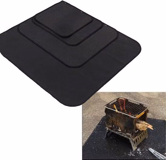 Tappetino per barbecue, 60x52 cm, resistente al calore, protegge l'erba, isolante, per barbecue da esterno, giardino, terrazza, protezione