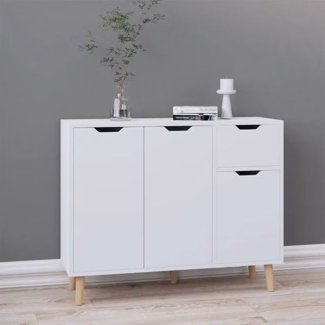 Credenza moderna bianca vidaXL in legno MDF da appendere a parete L 90 x P 30 x H 72 cm