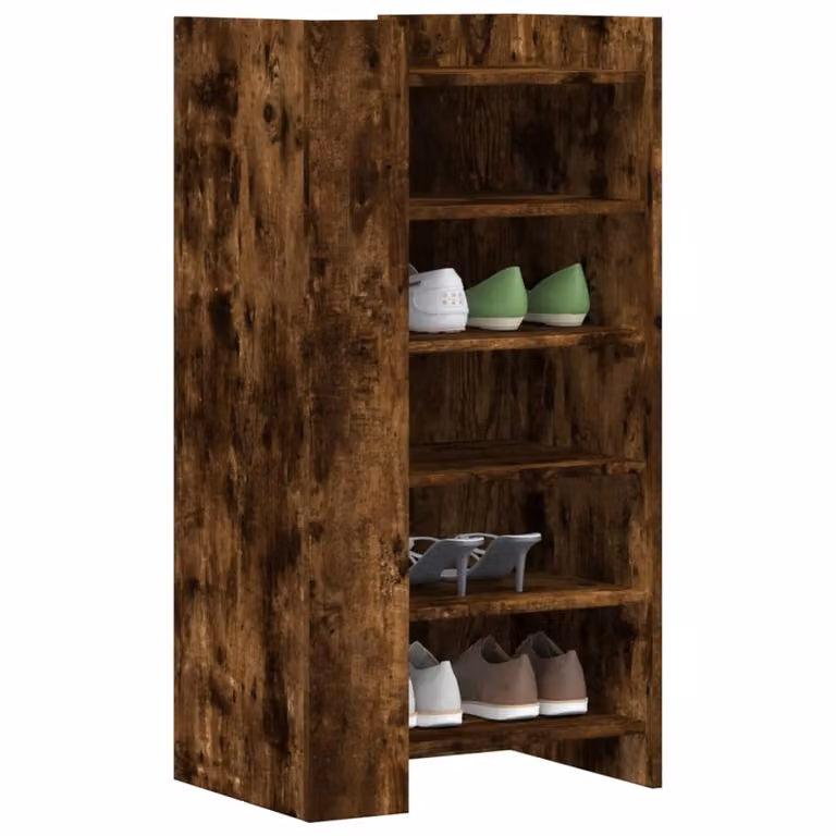 Scarpiera moderna vidaXL in legno rovere fumo con ante a battente, L 52 cm x P 37,5 cm x H 100 cm
