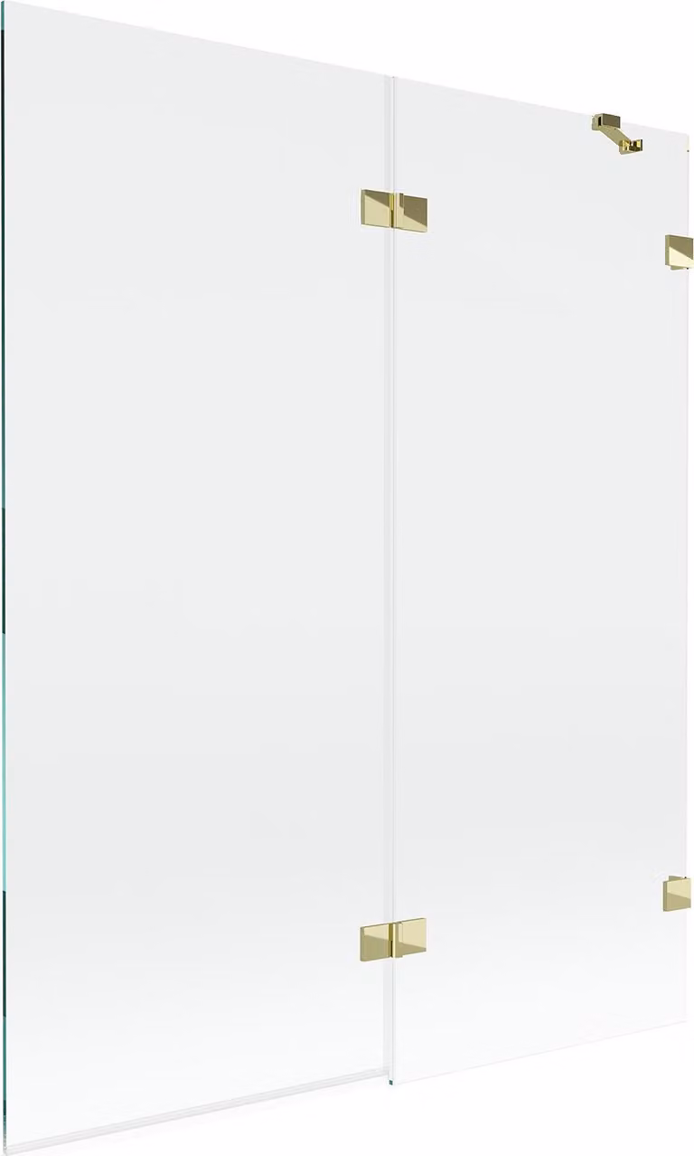 Mexen Lunar paratia per vasca da bagno a 2 ante destra 140 x 150 cm, trasparente, dorato - 897-140-100-50-00-P