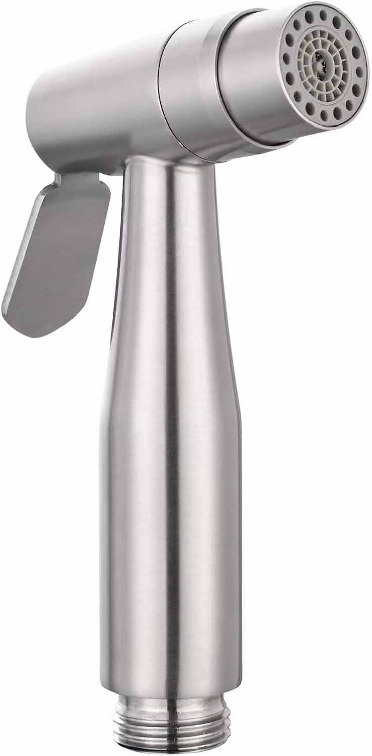 Ugello bidet spray manuale, acciaio inossidabile di alta qualità. Solo l'ugello per bidet spray, da utilizzare con il WC. Adattatori per il fissaggio al WC per la pulizia
