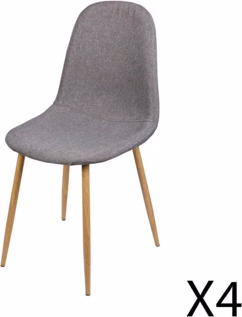 Set di 4 sedie in tessuto grigio Meublorama Collezione NORDICA con gambe in metallo, L: 45 cm, H: 87 cm, P: 54 cm, altezza seduta: 49 cm