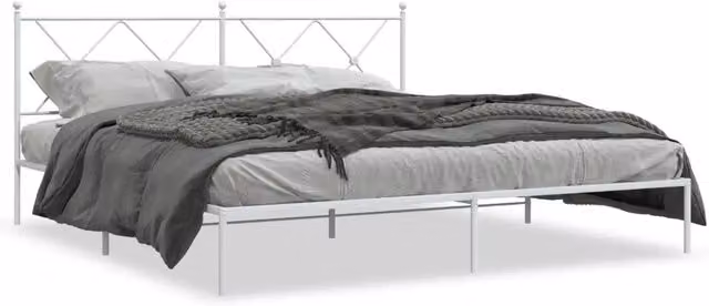 Letto matrimoniale con testiera in metallo bianco design classico L: 187 cm, P: 90,5 cm, H: 213 cm – 1