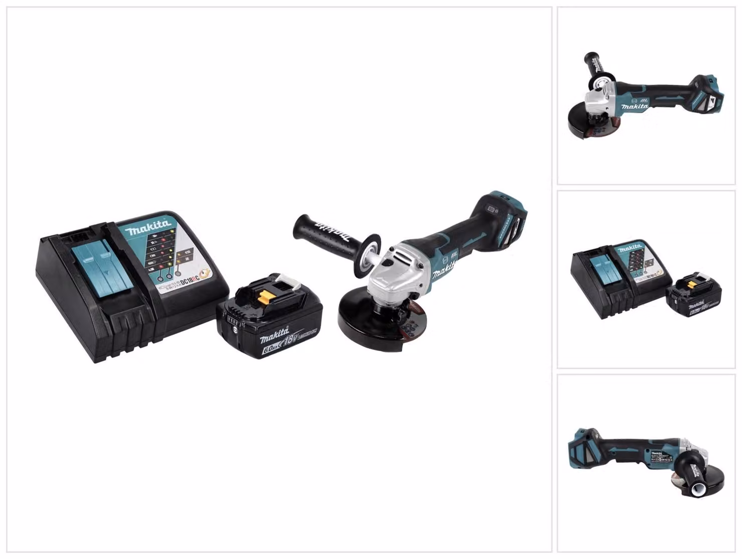 Smerigliatrice angolare a batteria Makita DGA 517 RG1 18 V 125 mm brushless + 1x batteria ricaricabile 6,0 Ah + caricabatterie