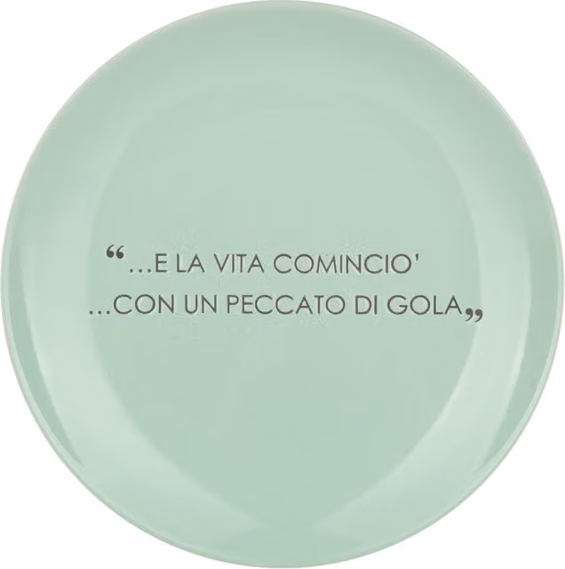 Piatto da dessert in stoneware KASANOVA con decoro salvia e scritta, colore verde, Diametro: 19,5 cm