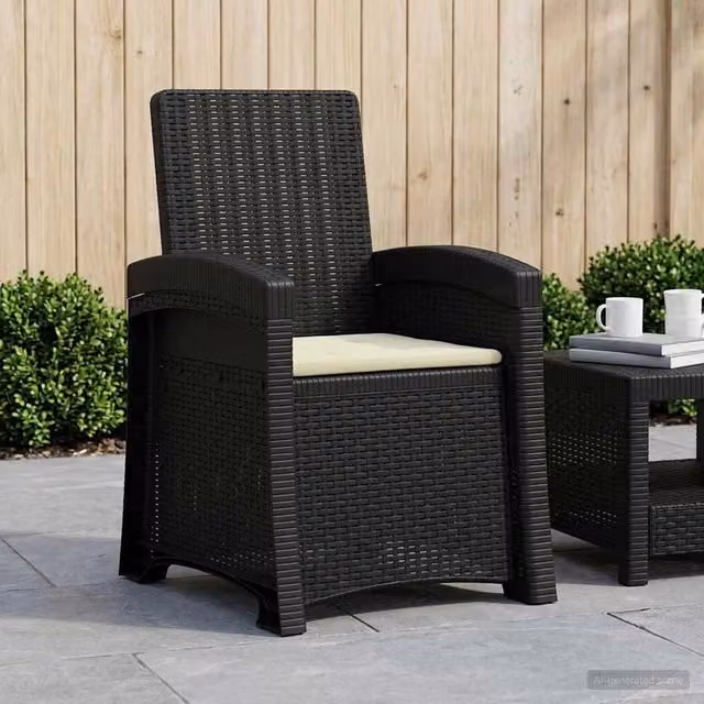 Sedia da giardino reclinabile moderna vidaXL effetto rattan nei colori Antracite e Beige – 1