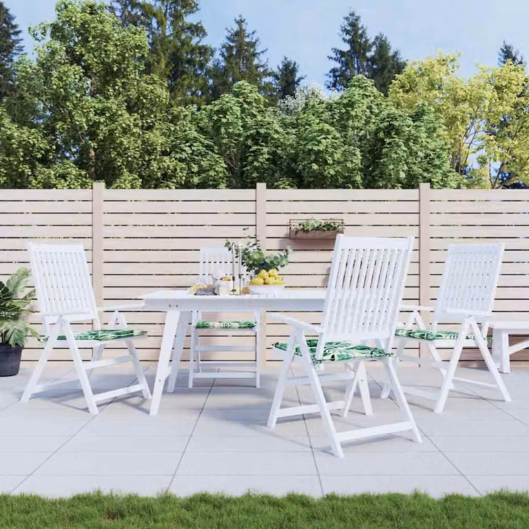 Set di 4 cuscini per sedie vidaXL in tessuto Oxford con motivo foglia, multicolore, lavabili