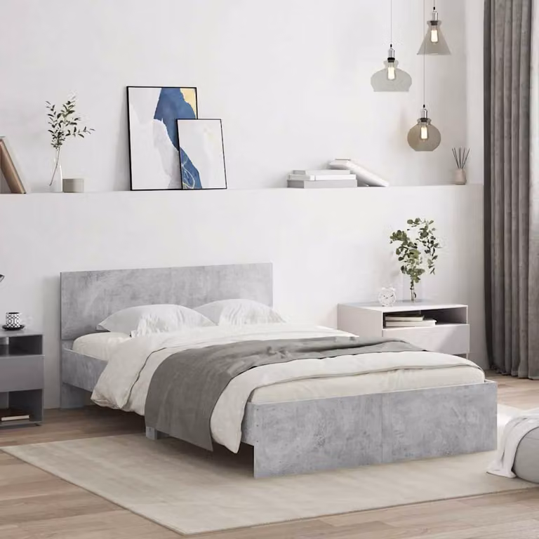 vidaXL Giroletto con Testiera in Tessuto Grigio L/P/H: 200 x 120 x 151 cm