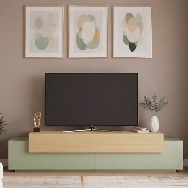 Cassino, Mobile Porta tv 3 Ripiani Made in Italy, 200x45x51.5h cm Verde