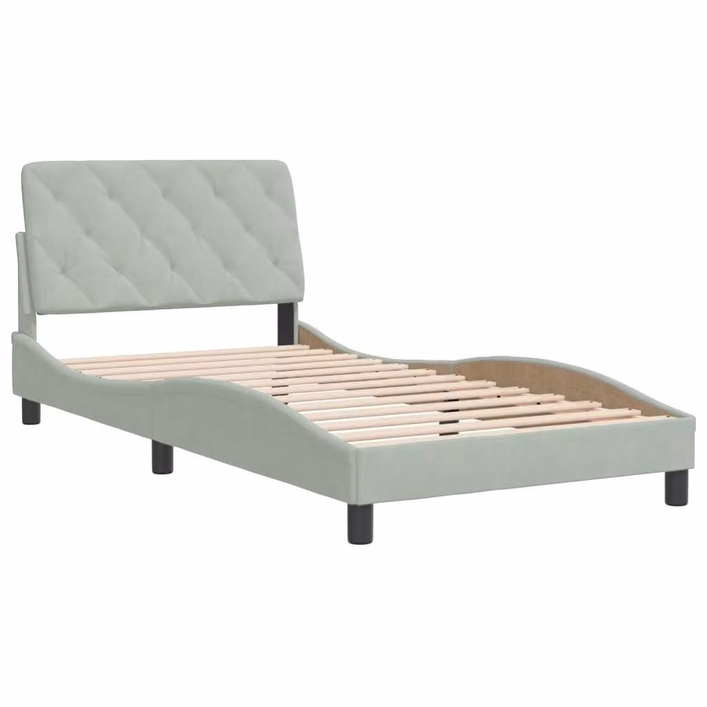 Giroletto senza Materasso Grigio Chiaro 100x200 cm Velluto