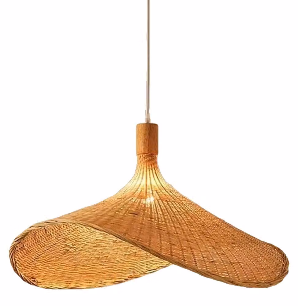 Lampada a sospensione, realizzata in bambù, con cavo regolabile, altezza 50 cm, senza lampadina