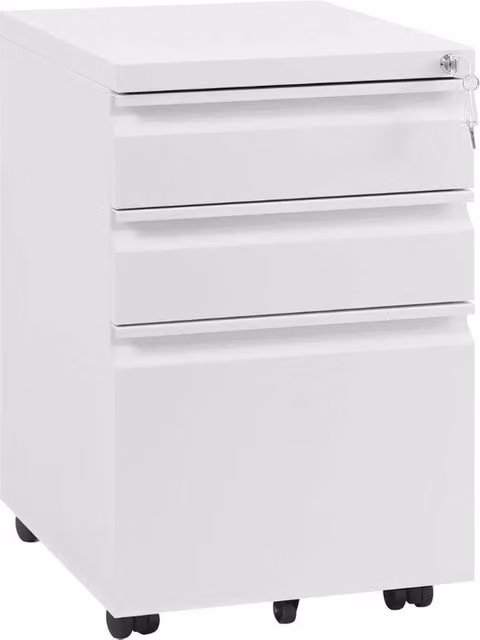 Cassettiere su Ruote - Cassa, Cassa di Ufficio, Cassa Archivio - Ufficio, Salotto - Ferro - 39x48x62 cm - Bianco