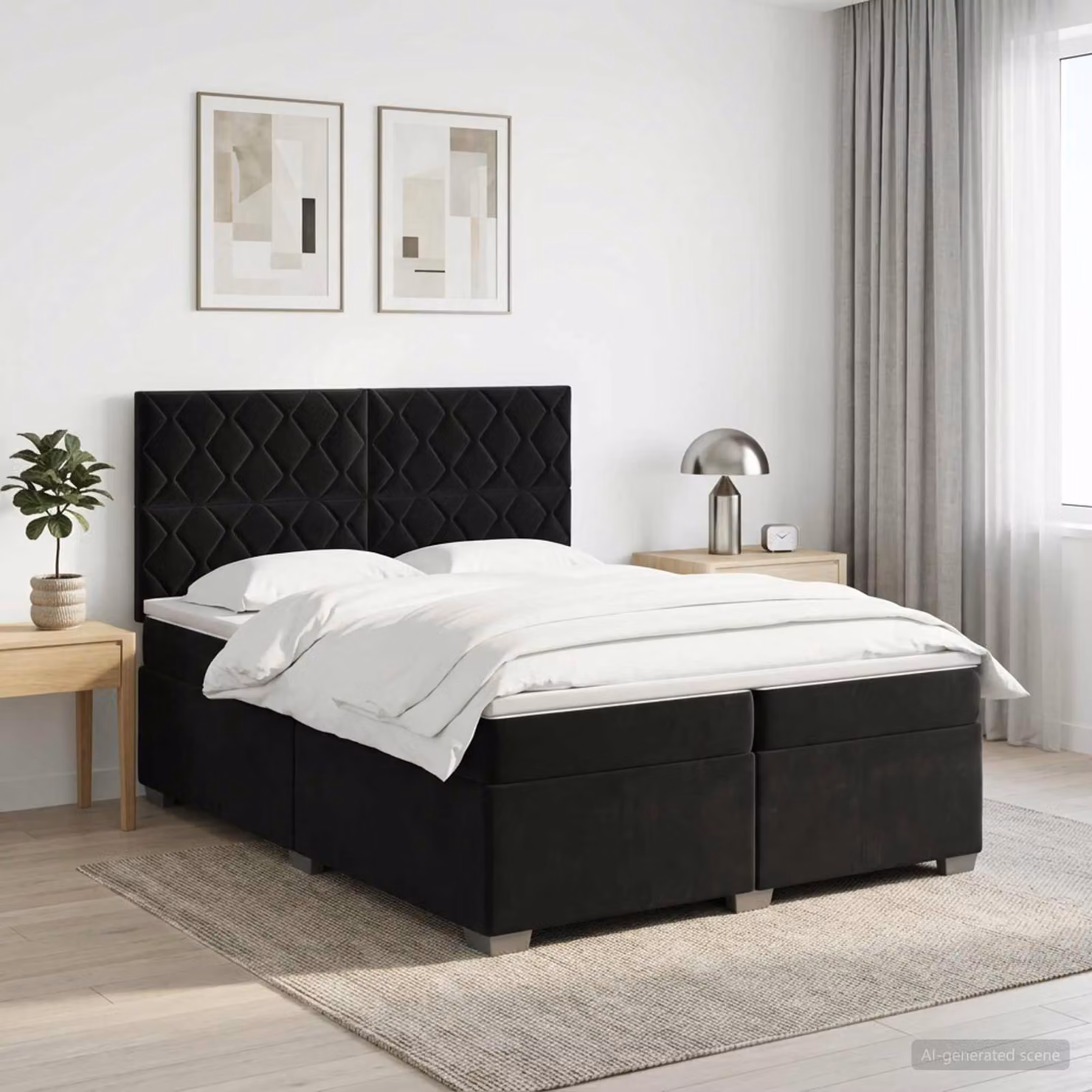 Letto box spring con materasso vidaXL in velluto nero L/P: 200 x 200 cm