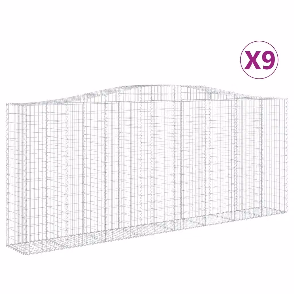 Set di 9 Cesti Gabbioni ad Arco Videx in Acciaio Zincato Argento L: 400 cm, P: 50 cm, H: 160/180 cm – 2