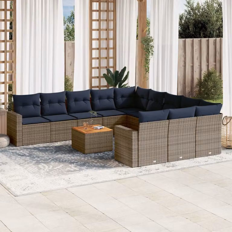 Maison Exclusive - Set Divani da Giardino 12 pz con Cuscini Grigio in Polyrattan