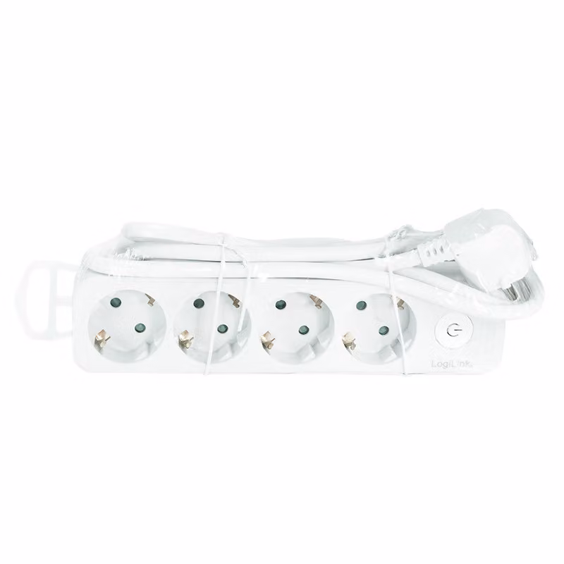 LogiLinkLPS245 Striscia di prese LogiLink, 4 vie, con interruttore, bianco