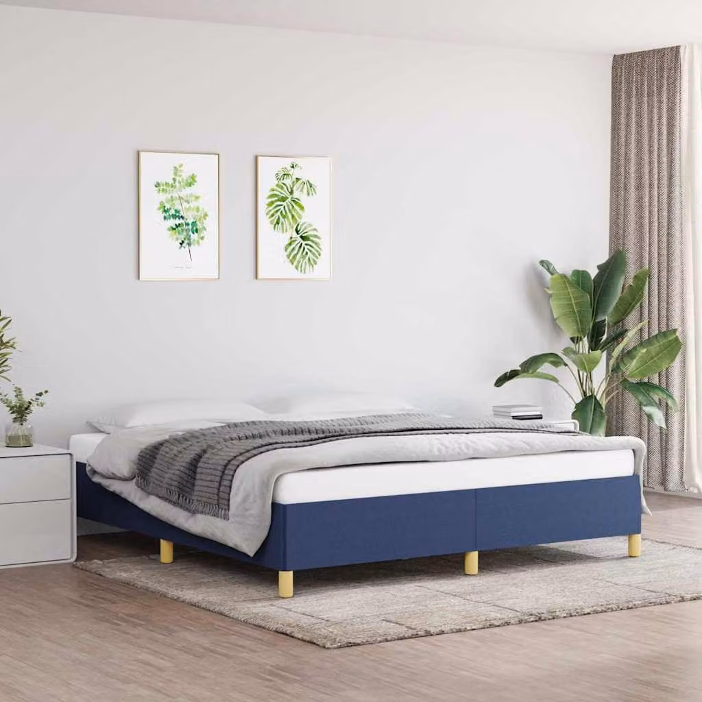 vidaXL Giroletto senza Materasso Blu in Tessuto L: 180 cm, P: 200 cm