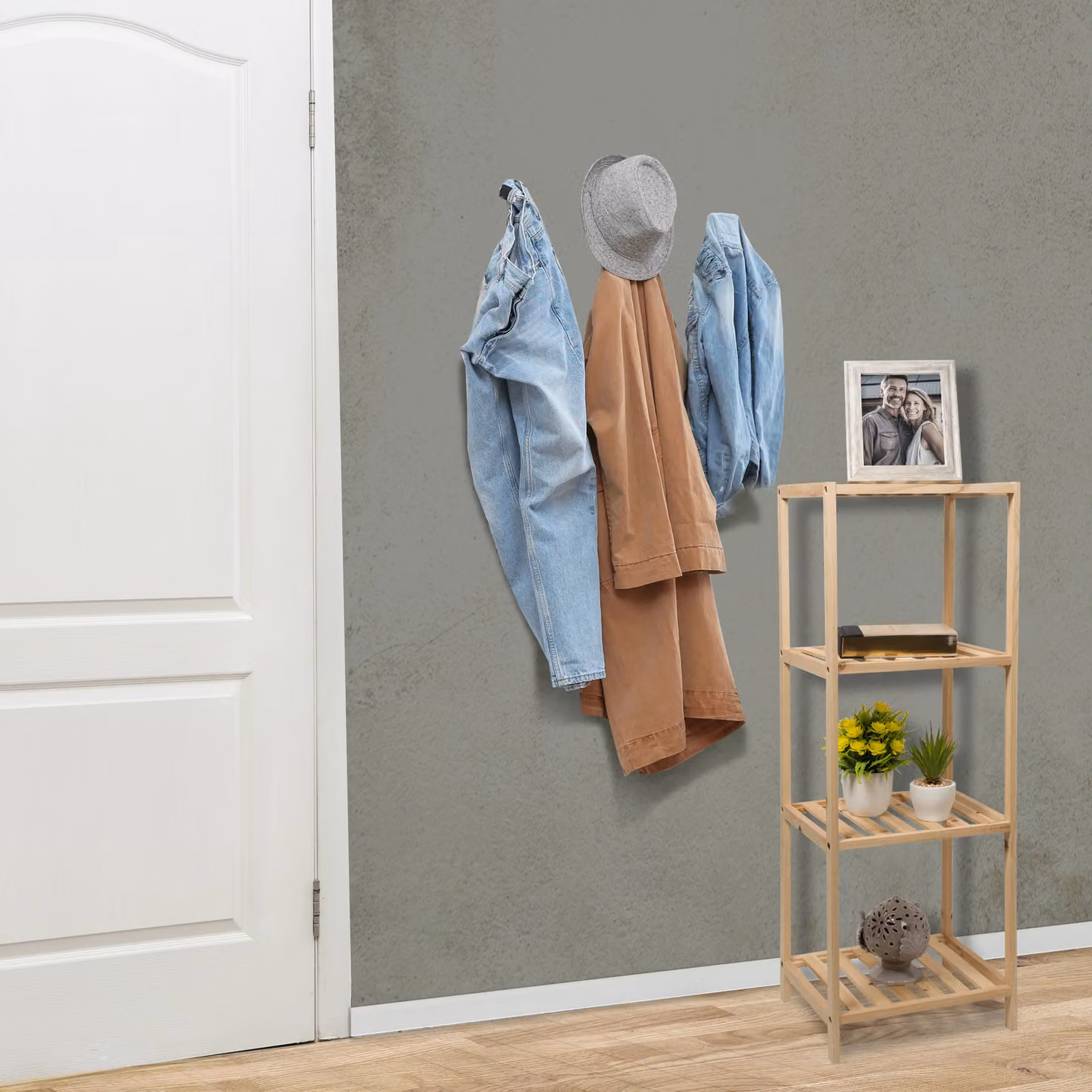 Scaffale Multiuso in Legno di Abete VESTIAMO CASA Linea Woodhandy Marrone con 4 Ripiani H 100 cm x L 35 cm x P 30 cm – 2