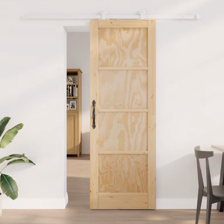 Porta scorrevole vidaXL in legno di pino, colore Naturale e Bianco, L: 73,5 cm, H: 211 cm
