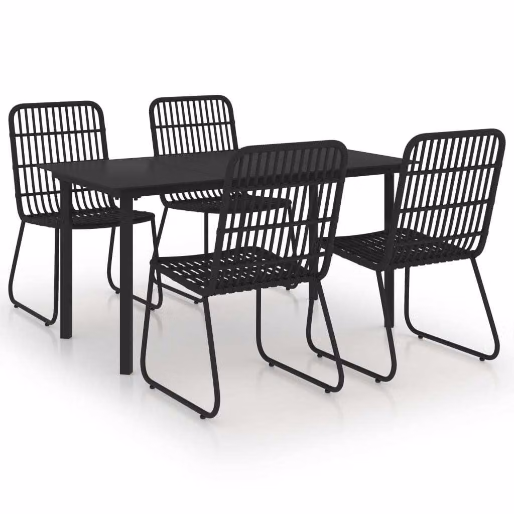Set da Pranzo da Giardino 5 pz in Polyrattan e Vetro