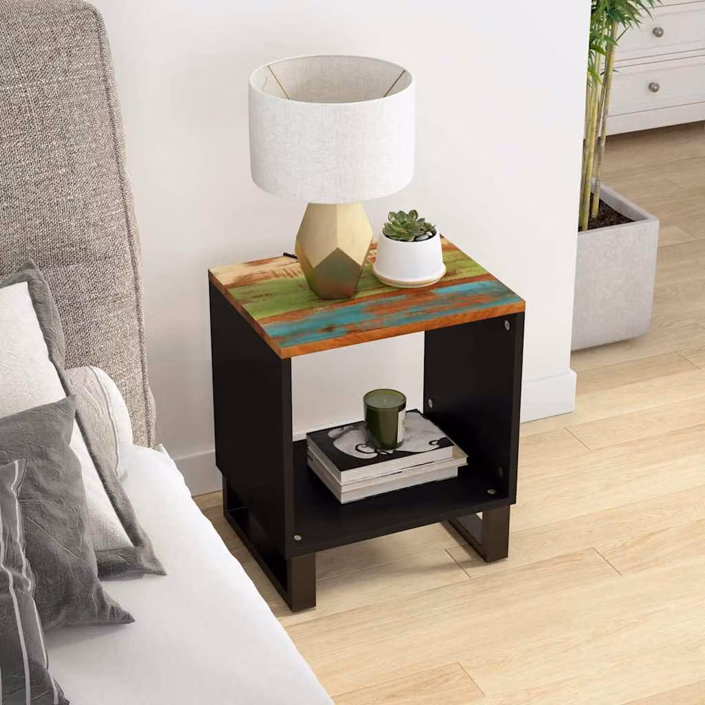 Tavolino da soggiorno vidaXL in legno massello multicolore L: 40 cm, P: 31 cm, H: 46 cm